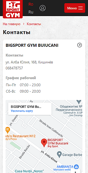 Создание сайта фитнес клуба BIGSPORT GYM